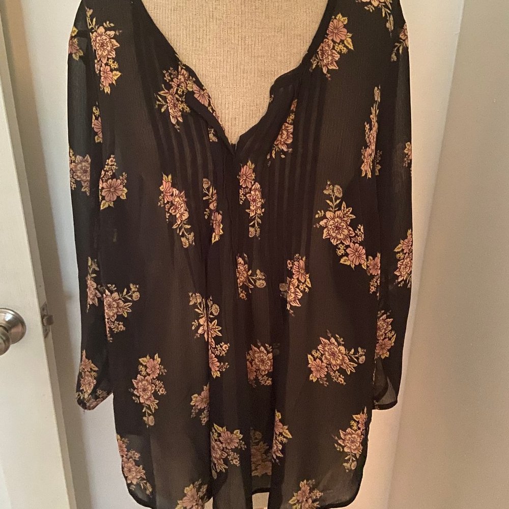 Torrid black floral sheer top